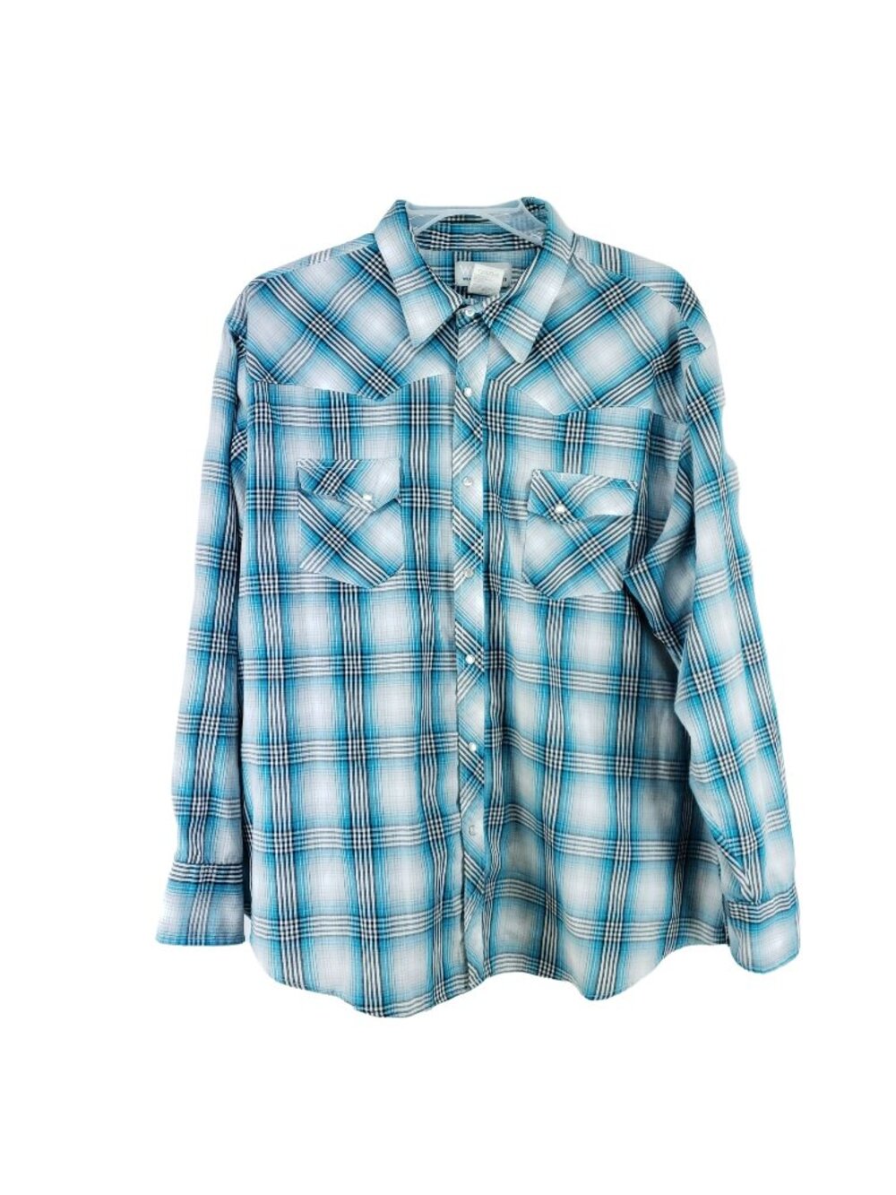 Wrangler Pearl Snap Western Shirt Men's XXL Blue Plaid